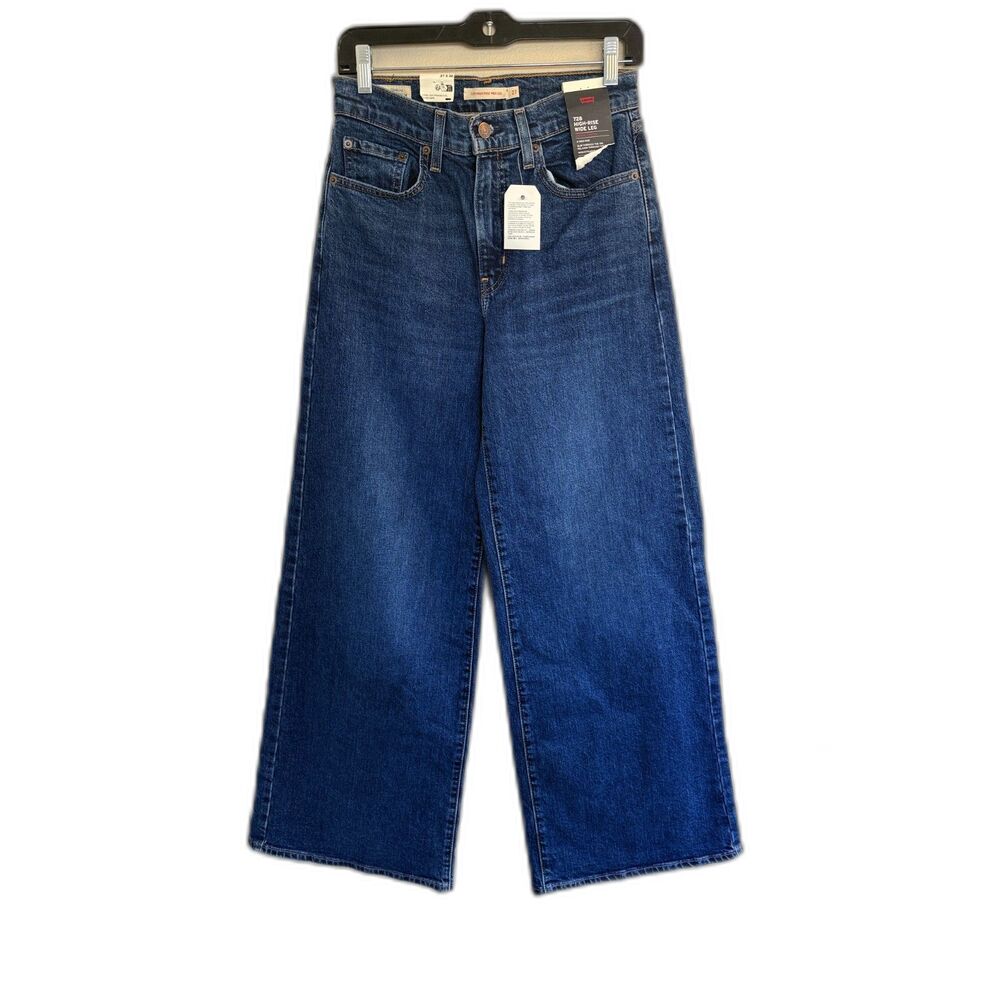 Levi's 728‎ High Rise Wide Leg Jeans NWT 27x32 Dark Wash NWT